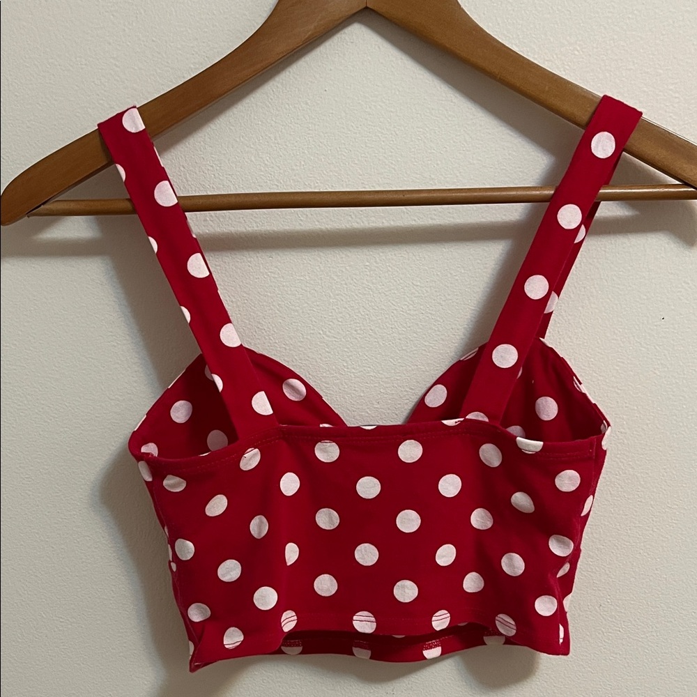 Forever 21 Polka Dot Sweetheart Bralette Tank Crop Top medium Red - Picture 6 of 8